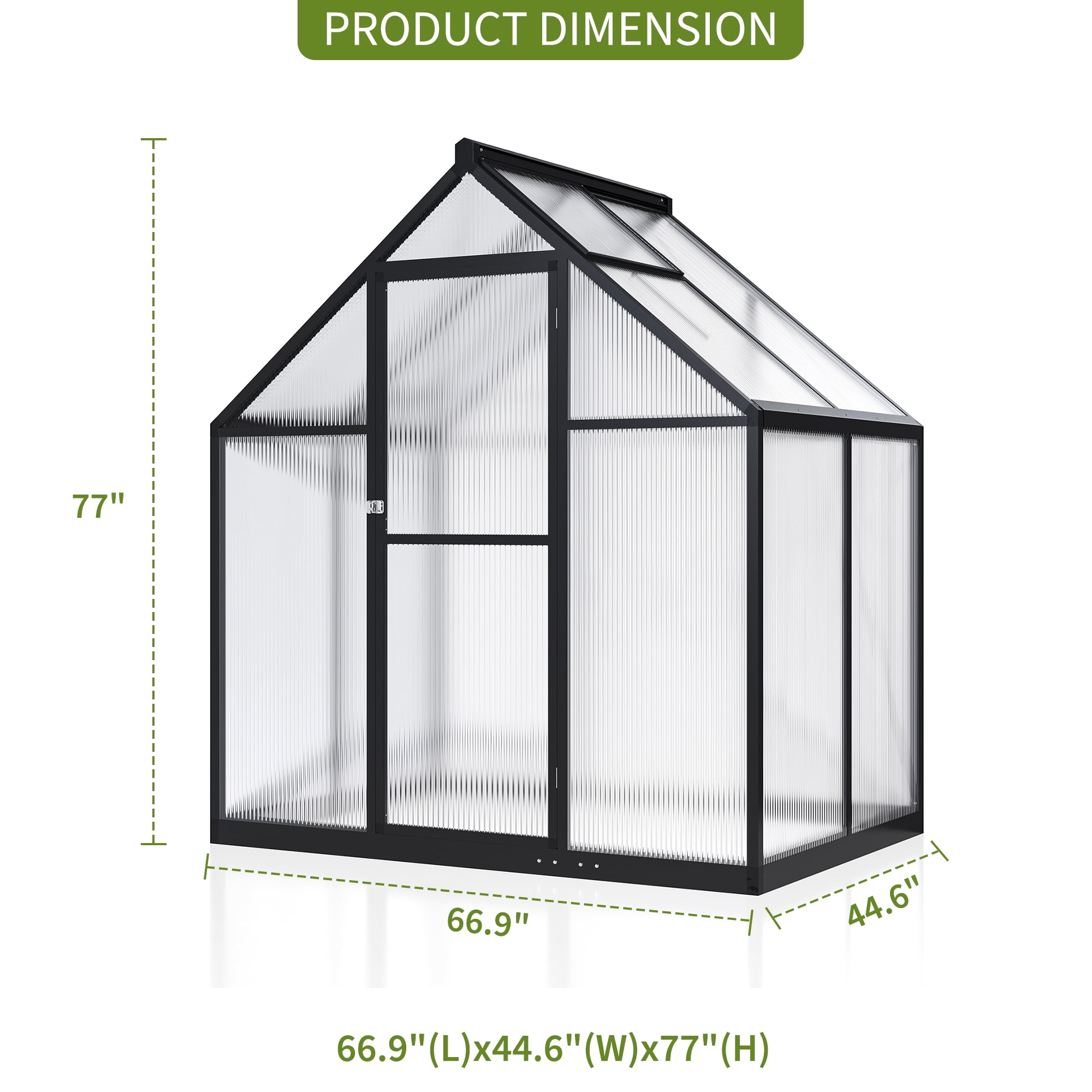 NETAJE 4'x6' Outdoor Greenhouse, Walk-in Polycarbonate Green House with Aluminum Frame for Backyard