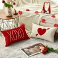 thumbnail image 4 of AVOIN Valentine''s Day Saying Throw Pillow Cover, 12 x 20 Inch Holiday Kisses Hugs XOXO Love Heart Arrow Anniversary Wedding Cushion Case Decoration for Sofa Couch Set of 4, 4 of 6