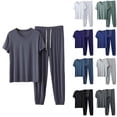 thumbnail image 6 of Qingpeng Men's Pajama Set Soft Comfy Short Sleeve V Neck T Shirt and Pajama Pants Mens Loungewear Two Piece Sleepwear Set Size L-5XL, 6 of 6