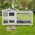 thumbnail image 1 of YODOLLA Indoor Rabbit Hutch with Run, Small Animal Cage with Removable Leak-Proof Tray & Easy-Move Wheels for Rabbits or Guinea Pigs, 1 of 8