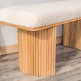 thumbnail image 4 of Solid Wood and White Boucle Bench Exotic Boho Entryway, 4 of 10