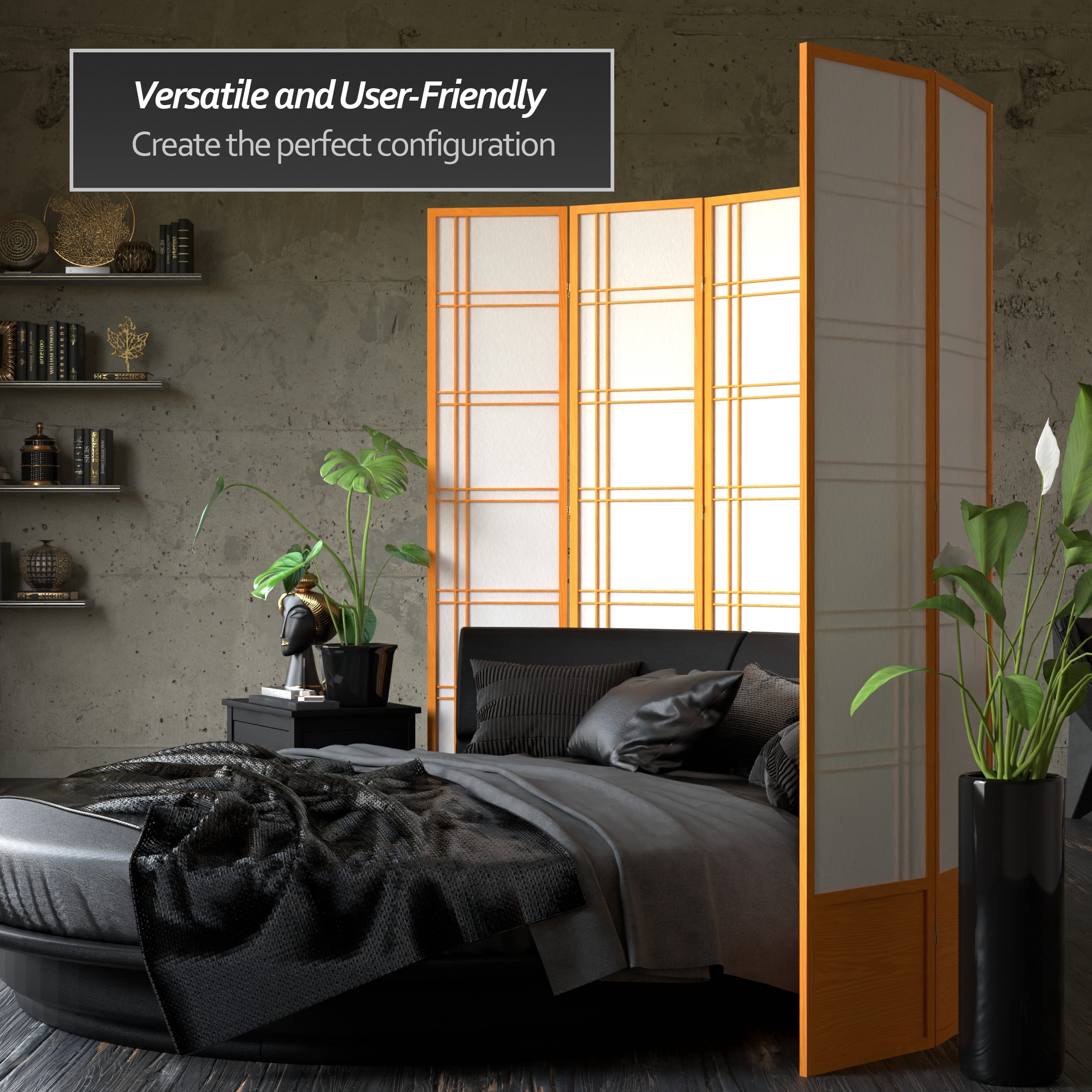 Red Lantern 7 ft. Tall Double Cross Shoji Screen - Honey - 4 Panels