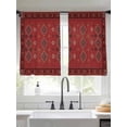 thumbnail image 2 of Red Boho Sheer Curtains 54 Inch Length 2 Panels Set, Country Tribe Ethnic Geometric Stripes Art Voile Window Treatment Rod Pocket Short Kitchen Curtains Drapes for Bedroom 52"x54"x2, 2 of 7