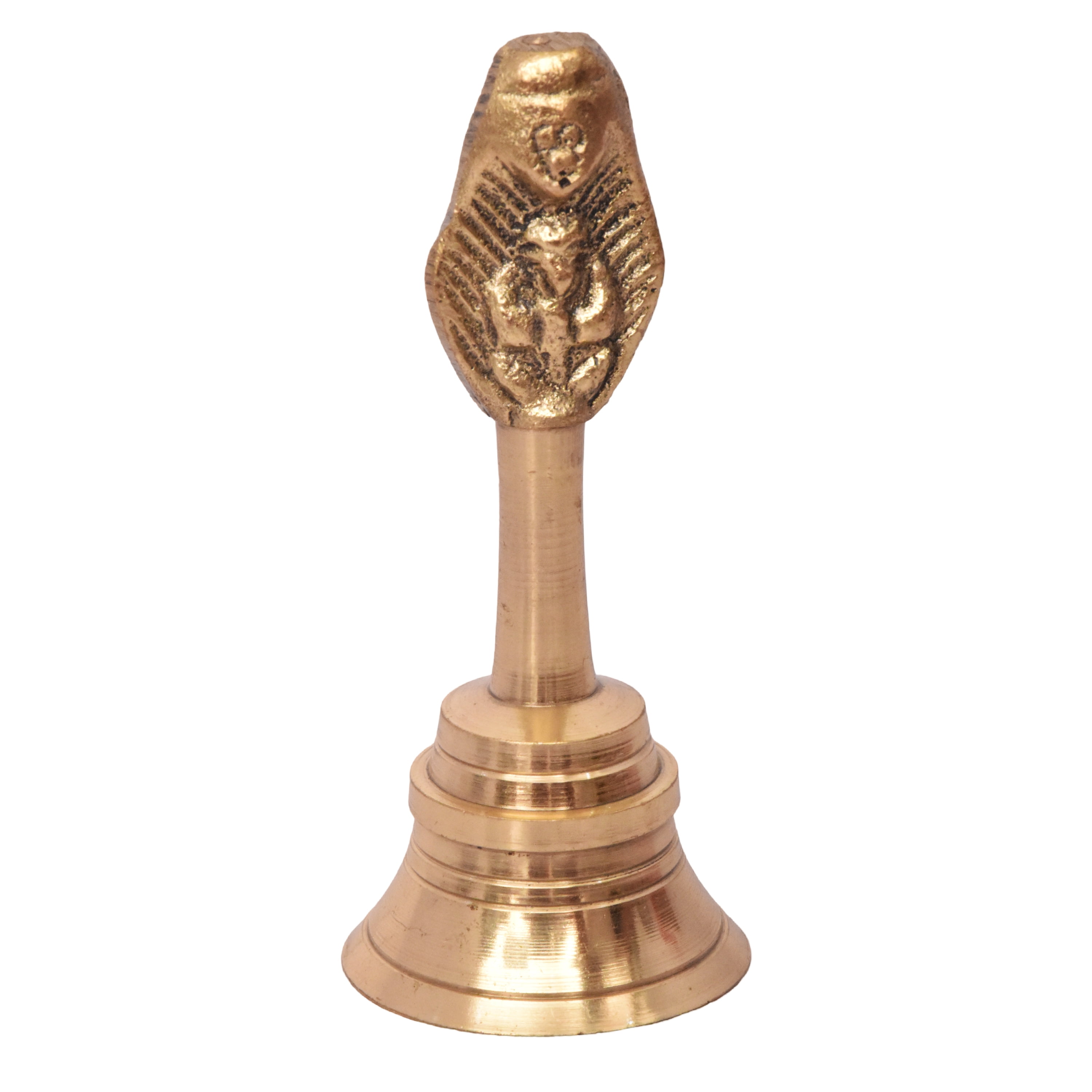 4 Count Metal Puja Thali Set included Brass Bell, Brass Diya, Brass Kum Kum Holder, Diwali decoration, Gold Finish, 11 inch, by Way To Celebrate