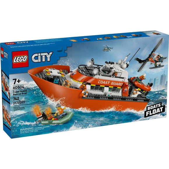 LEGO City Coast Guard Rescue Boat & Helicopter Building Toys - Kids Pretend Play Set for Boys & Girls, Ages 7+ - W/2 Rescue Boat Toys, 5 Minifigures & Dog Figure - Gift Idea for Birthdays - 60504