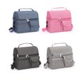 thumbnail image 3 of Raindrops 1Pc Insulation Bag Black Lightweight PVC Cotton Stylish Stripe Design Large Capacity, 3 of 7