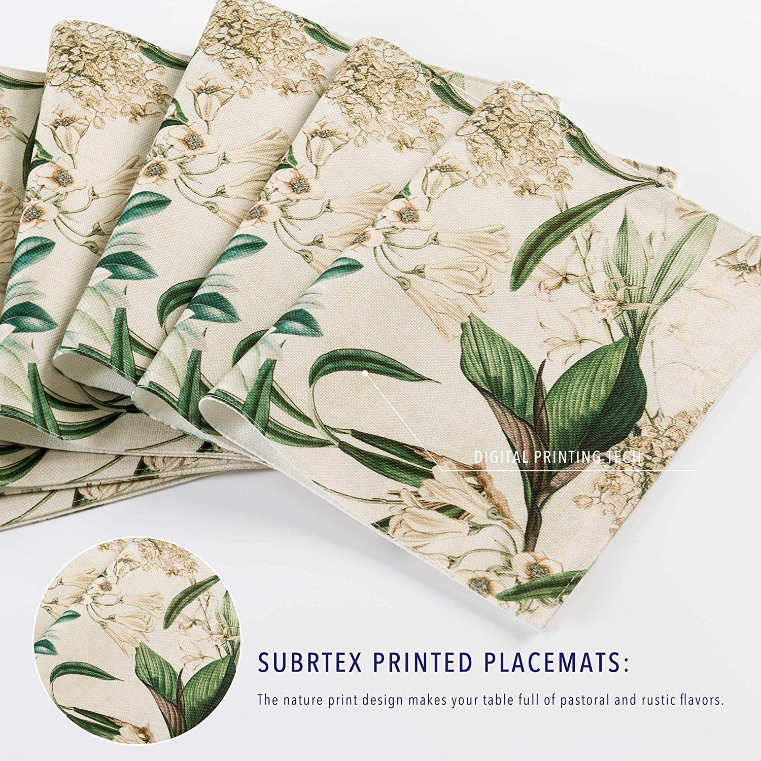 Subrtex Placemat Printed for Dining Table Waterproof Heat-Resistant Washable Table Mats (Orchid, 4pcs)
