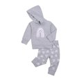 thumbnail image 2 of Kids Baby Fashion 2-piece Outfit Set Long Sleeve Rainbow Print Hoodie+Pants Set for Children, 2 of 6