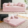 thumbnail image 4 of YINIX 81.6" Sleeper Sofa with Two Pillows, Comfy Modular Convertable Sofa Couch for Living Room, Small Spaces, Pink, 4 of 8