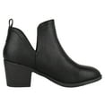 thumbnail image 3 of Top Moda Women Ankle Boots Slip-on Booties V Cut Sides Almond Toe Medium Stack Heel ZANDRA-7 Black PU 10, 3 of 3