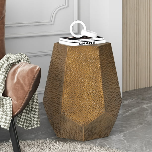 Gold geometric side table deals