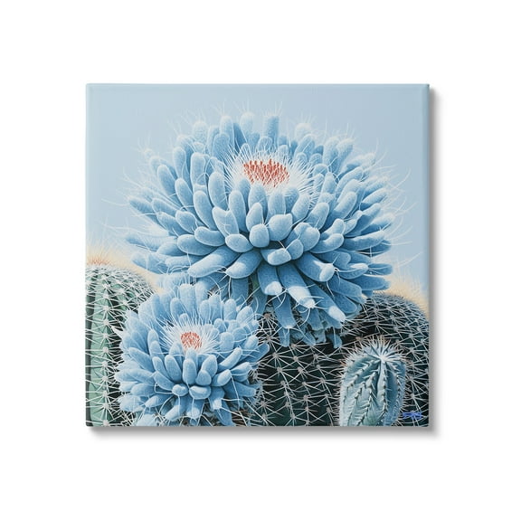Stupell Industries Blue Cactus Botanicals Botanical & Floral Painting Gallery Wrapped Canvas Art Print Wall Art, 17 x 17