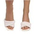 thumbnail image 4 of Abomasnow Square Toe Heeled Sandals Open Toe Heels Mules Sandals Slip on Pleated Heels Wedding Bridal Party Dress Shoes, 4 of 9