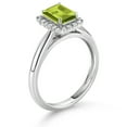 thumbnail image 3 of Gem Stone King 1.16 Ct Emerald Cut Green Peridot G/H Lab Grown Diamond 10K White Gold Halo Engagement Ring (Size 9), 3 of 4