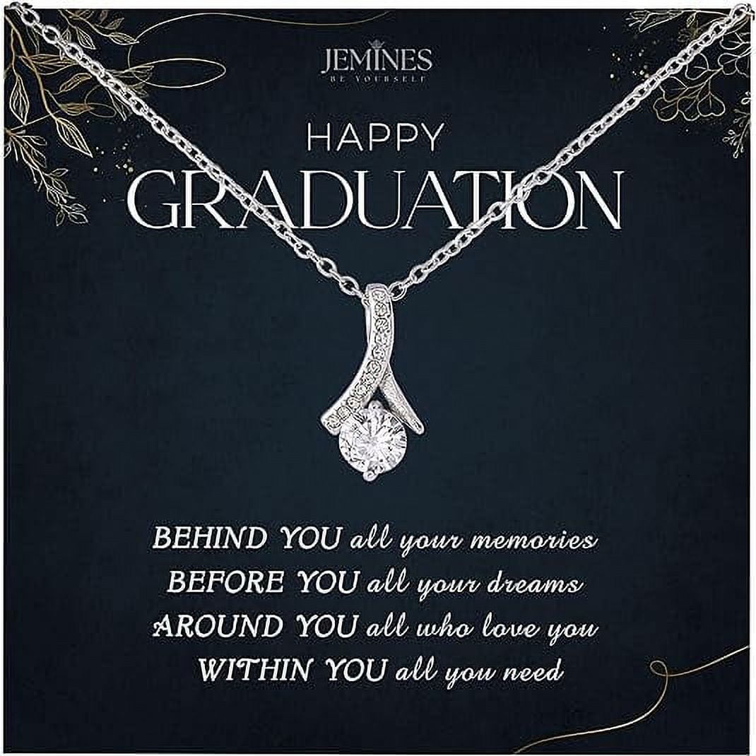 JEMINES Graduation Gifts, Congratulations Grad Jewelry Gift for Her, Graduated Necklace (Happy Graduation, Alluring Beauty Necklace)