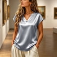 thumbnail image 6 of Babysbule Notch Neck Short Sleeve Blouse S-XXL Women's Casual Office Loose Fit Everyday Top, 6 of 9