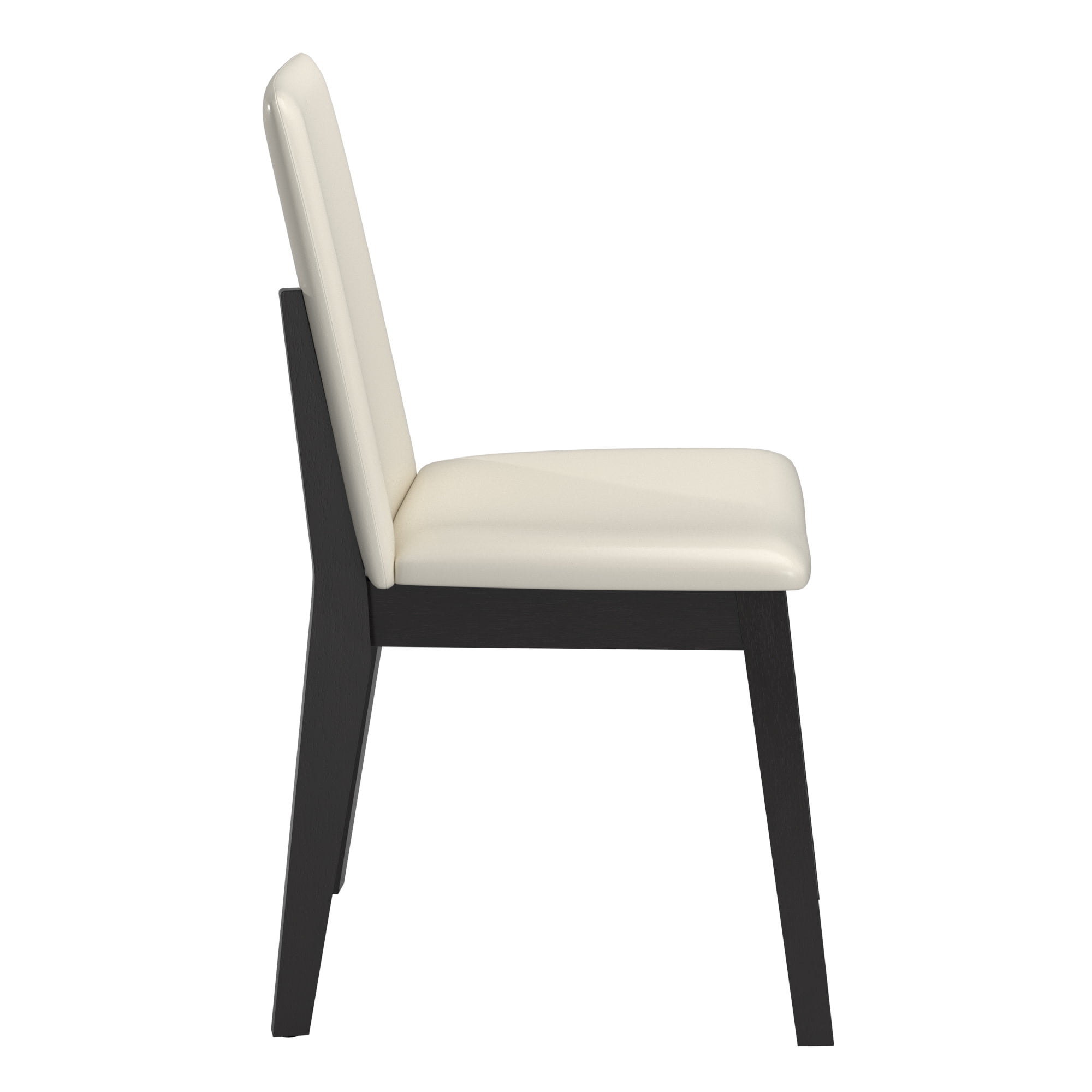 Weston Home Alta Wood Finish White Vegan Leather Dining Chair, Set of 2, Black Oak