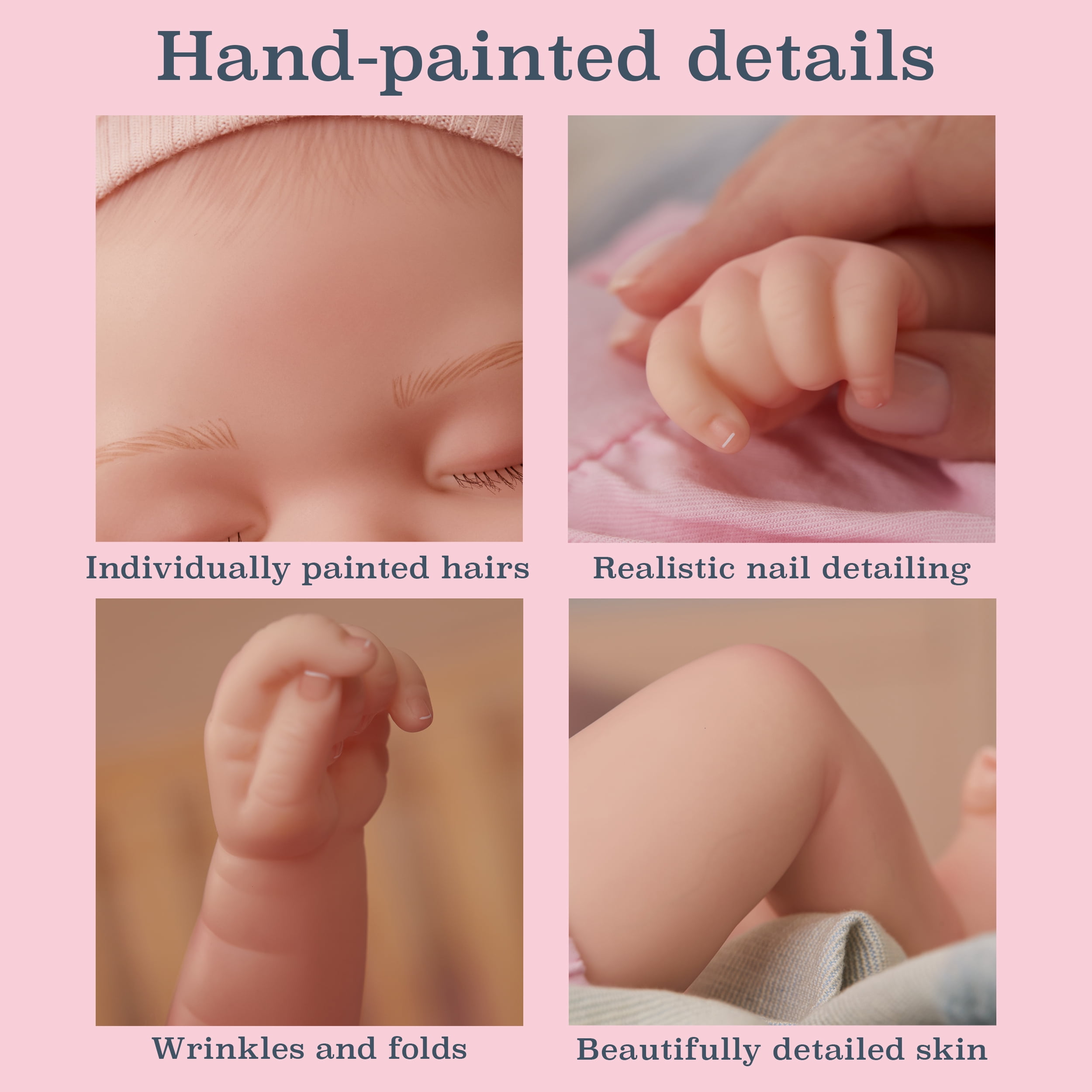 BABY born Real Hand-Painted, Realistic Reborn Baby Doll Girl - Light, Closed Eyes, Ages 3+