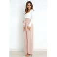 thumbnail image 2 of Womens Wide Leg Palazzo Pants Belted High Waisted Business Casual Flowy Long Trousers with Pockets  L, 2 of 6