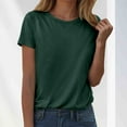 thumbnail image 2 of GEWSEY Women's Short Sleeve Round Neck T Shirt Front Twist Tunic Tops Casual Loose Fitted (Dark Green, XXL), 2 of 5