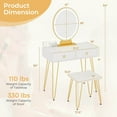 thumbnail image 3 of Costway Vanity Makeup Dressing Table W/ 3 Lighting Modes Mirror Touch Switch White, 3 of 10