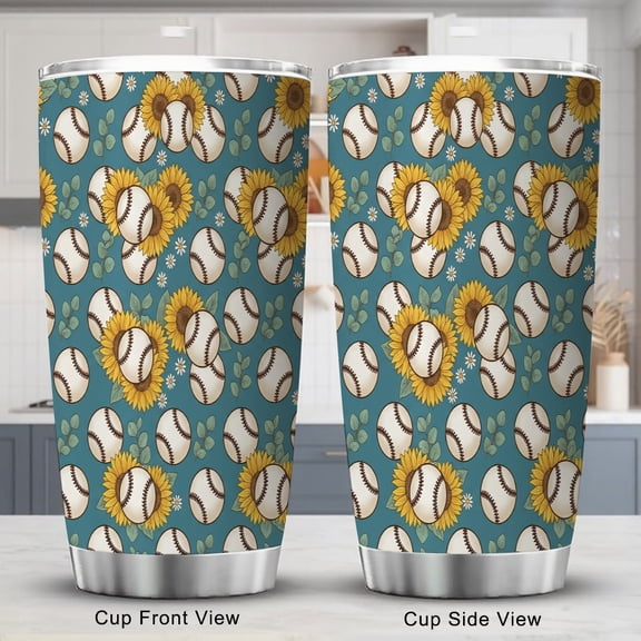Baseball Tumbler 20oz Sports Ball Travel Coffee Cup with Lid for Holiday Birthday Party Favors Friend