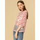 thumbnail image 5 of INSPIRE CHIC Blusa Con Cuello Con Volantes Para Mujer, Blusas Transparentes De Encaje Con Mangas 3/4 Corazón blanco rojo XS, 5 of 6