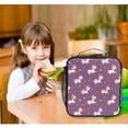 thumbnail image 6 of Insulated Square Lunch Bag with Side Mesh Pocket Fashion Lunch Box Reusable Lunch Tote 10.5" x9.5" x3.5" Cartoon Unicorns and Stars, 6 of 6