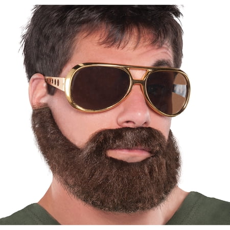 Suit Yourself Hungover Beard for Adults, Features a Neat Brown Beard and Moustache Held in Place with an Elastic Strap