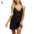 thumbnail image 1 of Ropa de dormir sexy para mujer Vestido de ropa interior Conjunto de lencería de encaje Ropa de dormir, Negro, L tholdsy XX000108-10, 1 of 7