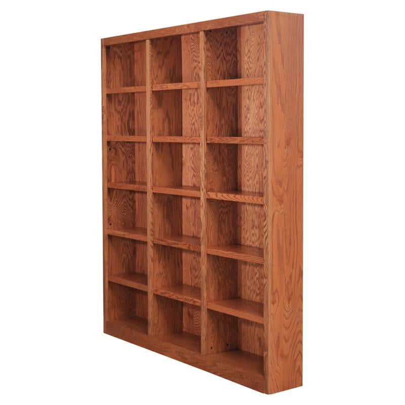 Shelf Triple Wide Wood Bookcase, 84 Inch Bookcase Wall