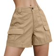 thumbnail image 3 of TRUBKH shorts for women athletic shorts for women linen shorts womens shorts casual bermuda shorts for women Fashion Casual Pocket Straight Working Shorts Loose Outdoor Pants Khaki M, 3 of 6