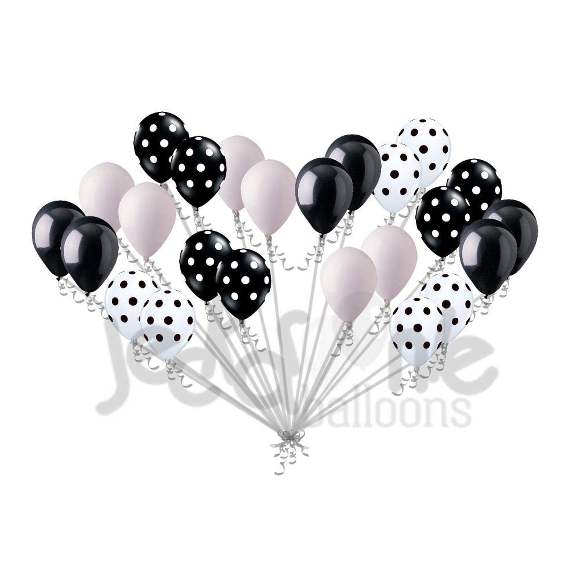 24 pc Polka Dot Black & White Latex Balloons Party Decoration Birthday Wedding