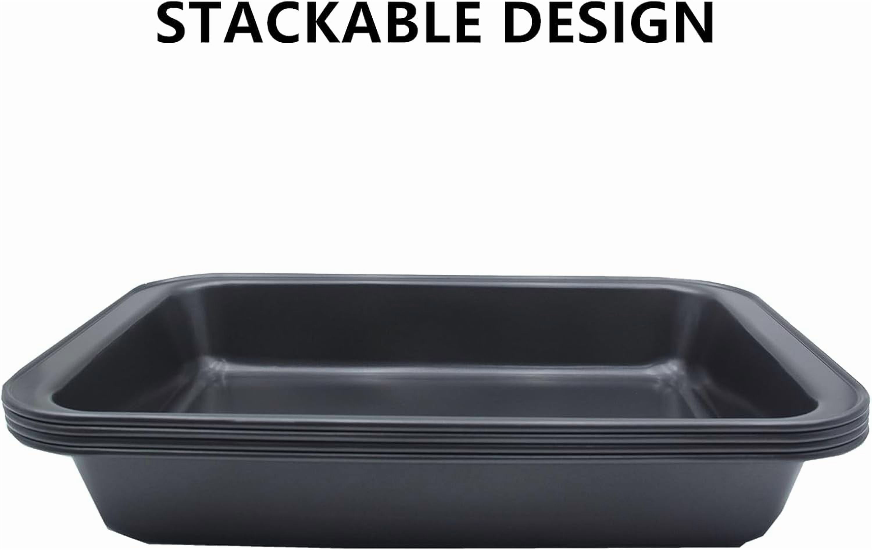 4 Pack Rectangle Baking Pan, 9x13 Inch Deep Cookie Sheet Tray Nonstick, Heavy Duty Carbon Steel Oven Cake Pan for Brownies, Lasagna, Sheet Cakes, Roasting Vegetables, BPA Free