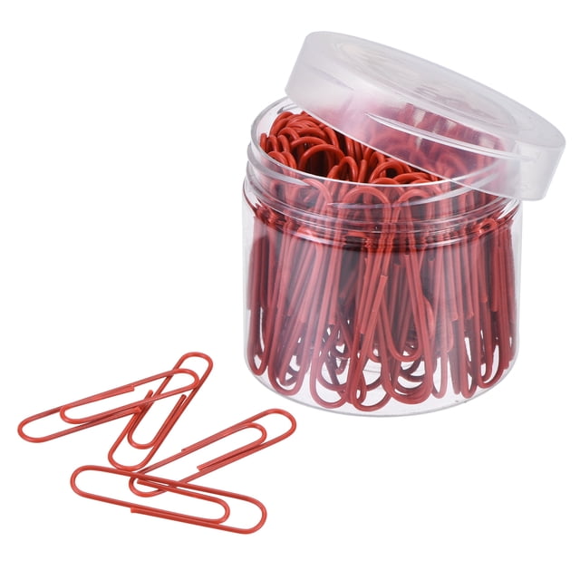 Unique Bargains Paper Clips 2 Inch Vinyl Coated with Box for Office Home Red Count 100