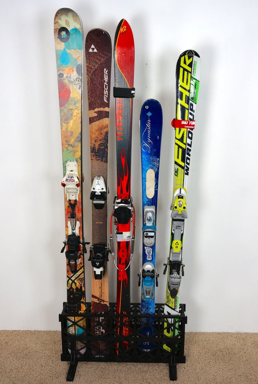 StoreYourBoard Ski Storage RackFreestanding 5 Pair Skis Floor Rack 