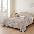 thumbnail image 2 of Twin Quilt Set 68''x86'', Vintage Boho Lightweight Summer Bedspread Coverlet Set with 2 Pillow Shams, Retro Southwestern Ethnic Mexican Floral Breathable All Season Quilt Bedding for Dorm/Bedroom, 2 of 9