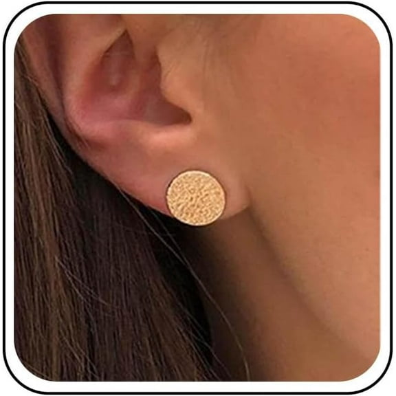 Bohemian Gold Hammered Coin Stud Earrings Textured Disc Round Earrings Tiny Metal Hammered Circle Earring Jewelry for Women