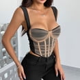 thumbnail image 6 of iHengLiXing Summer Dresses for Women 2025 Plus Size Tank Tops for Women Dressy Casual Women's Sexy Mesh Spliced Contrasting Chest Cotton Fishbone Beige S, 6 of 7