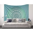 thumbnail image 2 of Queen Green Ombre Tapestry Mandala Art Hippie Wall Hanging Bohemian Bedspread Tapestries 81"x88", 2 of 8