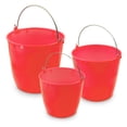 thumbnail image 1 of Torosqui Cubeta de Plástico Flexible 3 Pack con Tamaños Diferentes – con Asa de Metal Resistente, Uso Rudo y Duradero, Ideal para Limpieza del Hogar, Jardín o Negocio (Rojo), 1 of 4
