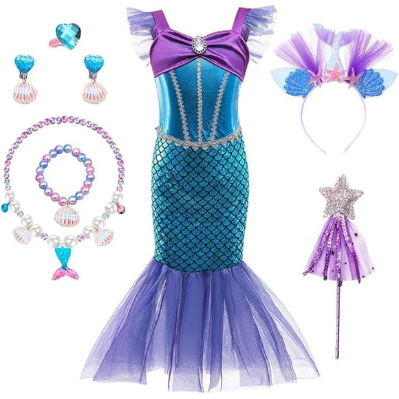Disfraz Sirenita YANSION Vestido Princesa Ariel para niñas Tamaño 130cm