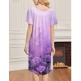 thumbnail image 5 of Ekouaer Nightgowns for Women Short Sleeve House Dress with Pockets Soft Moomoo Pleated Mumu Dresses V Neck Sleepwear, 5 of 6