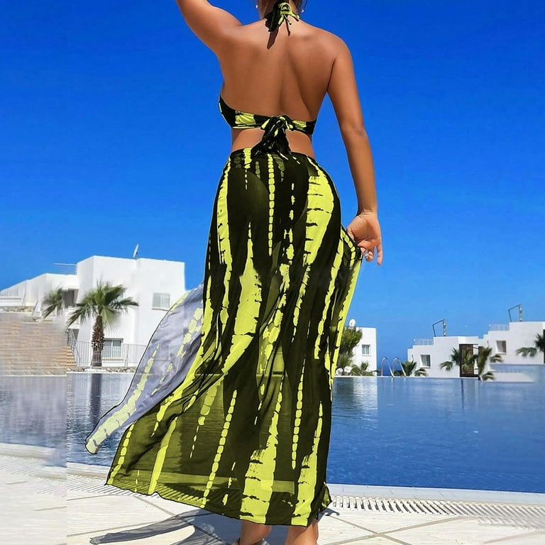 YABCSAZ Swim Suits for Women 2025 Floral Print Backless Swimming Suits with Bikini  Maxi Wrap Skirts Swimwear Swim Top Beach Vacation 3 Piece Bathing Suit  Cover Up for Women - Walmart.com