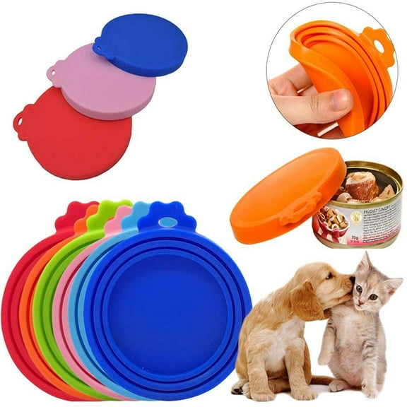 Universal Silicone Tin Can Lids for Pet Food Cans Pet Food Can Covers Pet Dog Cat Food Storage Can Tin Covers Lid Top/Yellow