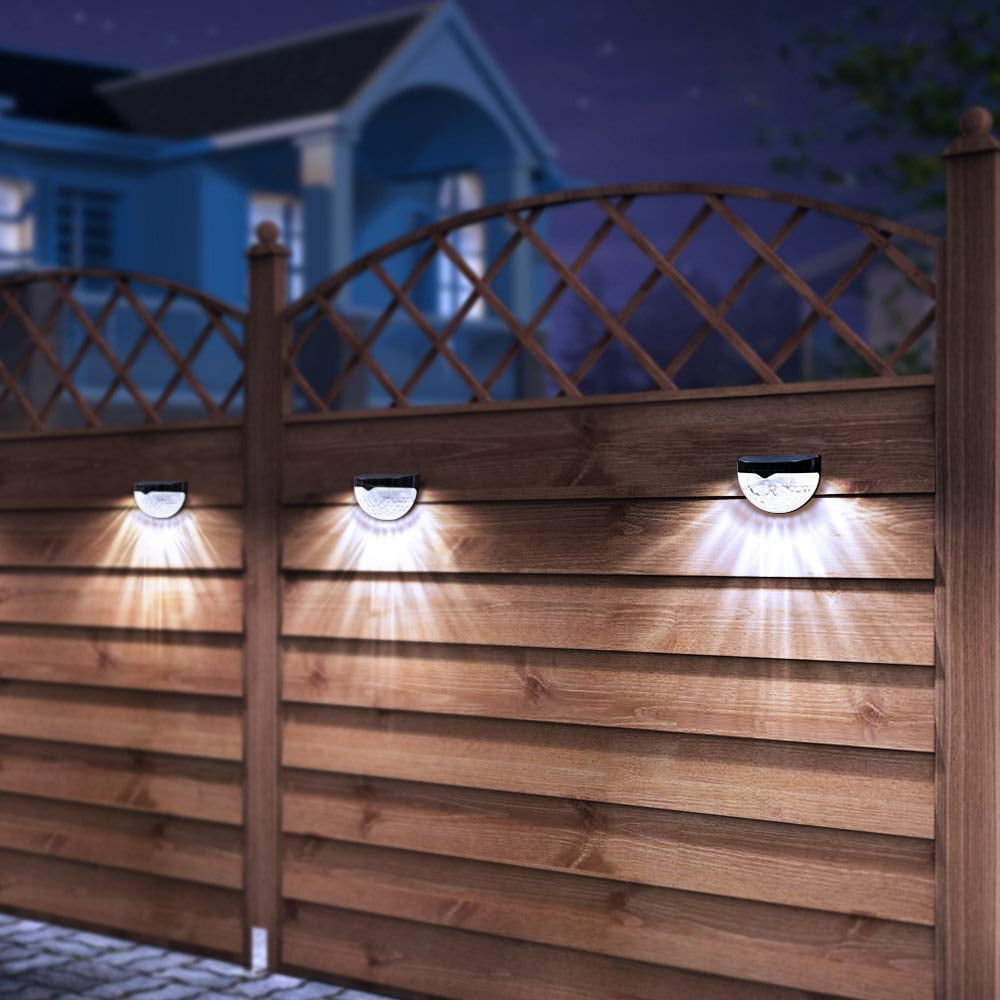 Solar Fence Post Lights Wall Mount Decorative Deck Lighting Black 4 Packs Lamp