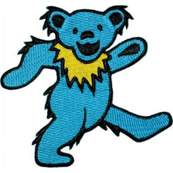 GRATEFUL DEAD DANCING BEAR - BLUE, Officially Licensed, Iron-On / Sew-On, Embroidered PATCH - 5"