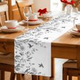 thumbnail image 5 of Table Runners 70 Inches Long Dress Scarves, Spring Leaves Farmhouse Coffee/Dining/Kitchen Table Decor, Holiday Table Runner, Grey Botanical Leaf Vines Birds Branches 13x70 Inch, 5 of 9