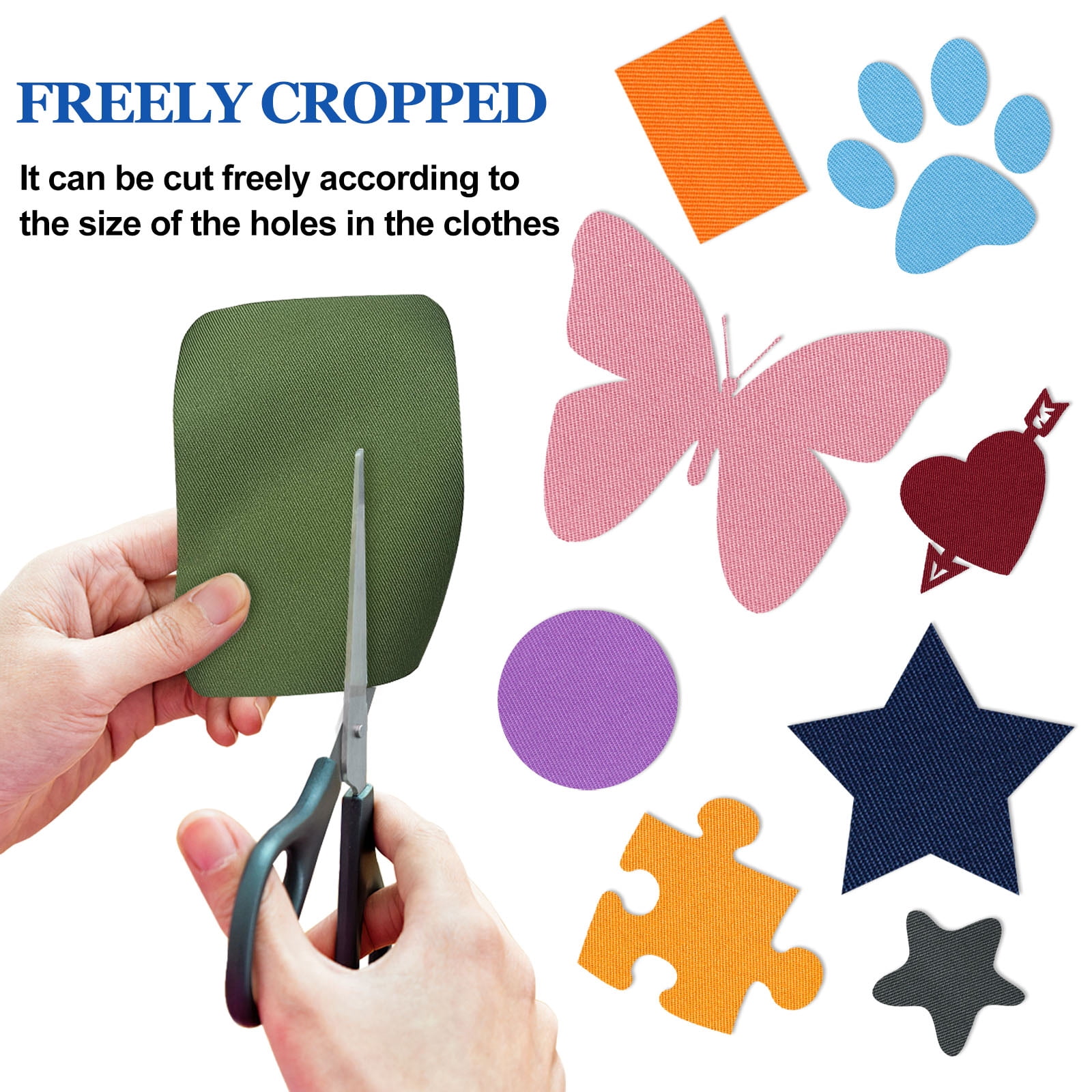 56 Pieces Iron on Patches for Clothing, 28 Colors Repair Patches for Clothes Mending and Decorating, Multi-Colored Fabric Repair Kit for Jacket Shirts Clothes