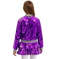 thumbnail image 2 of vastwit Kids Girls Hip Hop Jazz Latin Dance Outfit Sequin Sparkle Jacket with Tiered Mini Skirt Set Dancewear Purple 10, 2 of 7